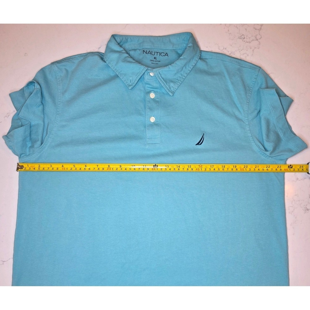 Nautica Polo Shirt Mens XL Teal Blue Short Sleeve Cotton Solid NALXSVIN13 122 - Picture 4 of 6